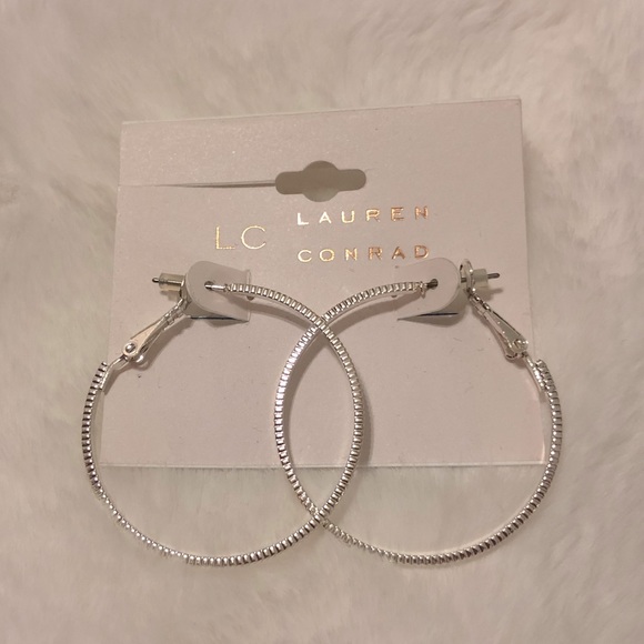 Lauren Conrad Silver Dainty Hoop Earrings - Picture 2 of 3